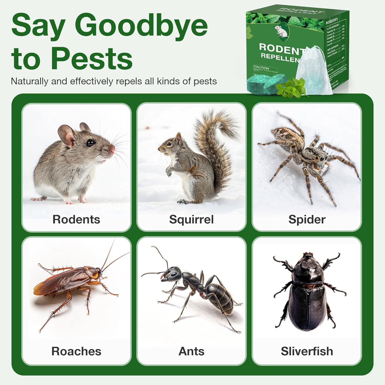 12-Pack Rodent Repellent Balls for the Home Kitchen: An Effective Pest Control Solution, Pest Deterrent for Rats, Mice, Squirrels, Spiders, Indoor & Outdoor Protection