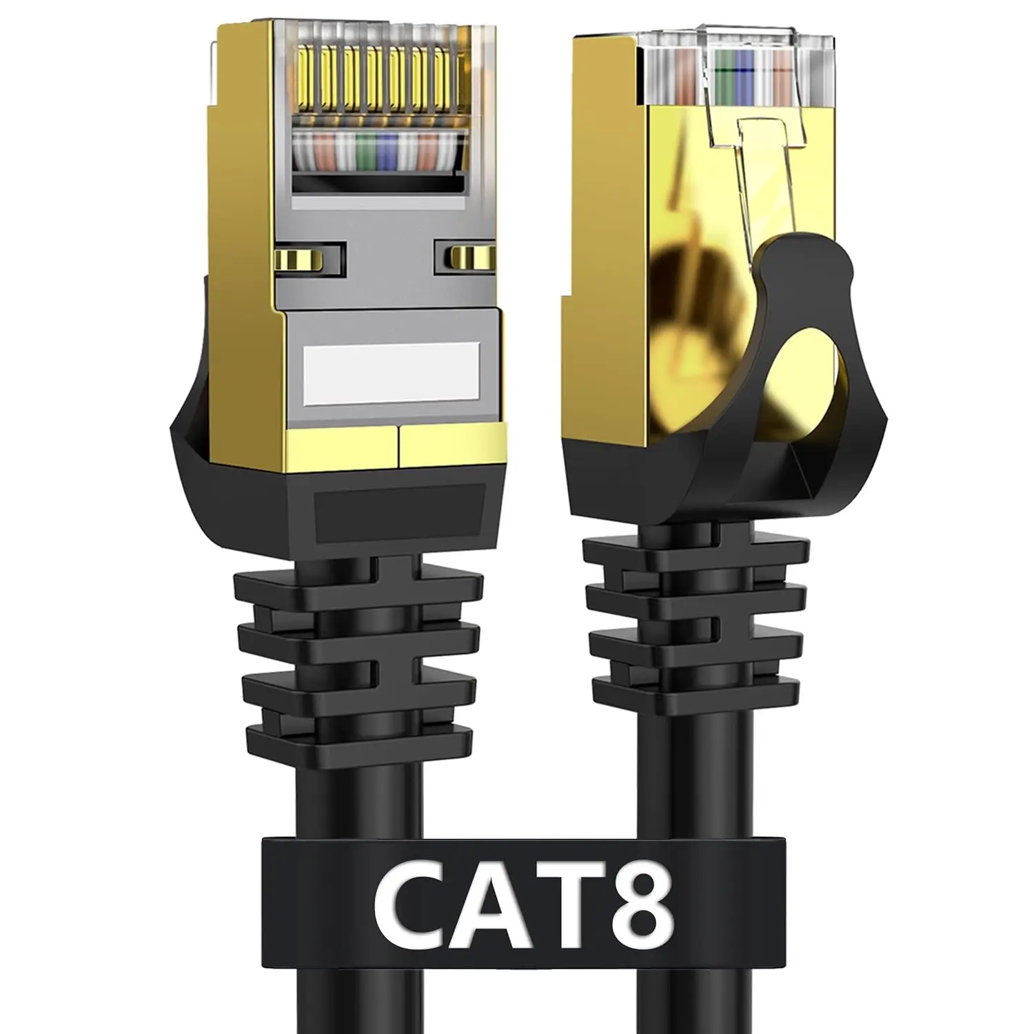 8 Ethernet  1.5FT, 40Gbps 2000MHz  Cord | 3FT 6FT 15FT 20FT 30FT 50FT 75FT 100FT 150FT Heavy Duty 26AWG -Plated Shielded RJ45 LAN , 1Pack, for Gaming, Router