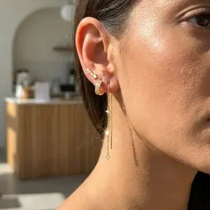 3 Layered Chain Earrings For Women Hypoallergenic Aretes Dangle Earrings Stud Waterproof Jewelry Gift For Blackfriday Christmas summerwins