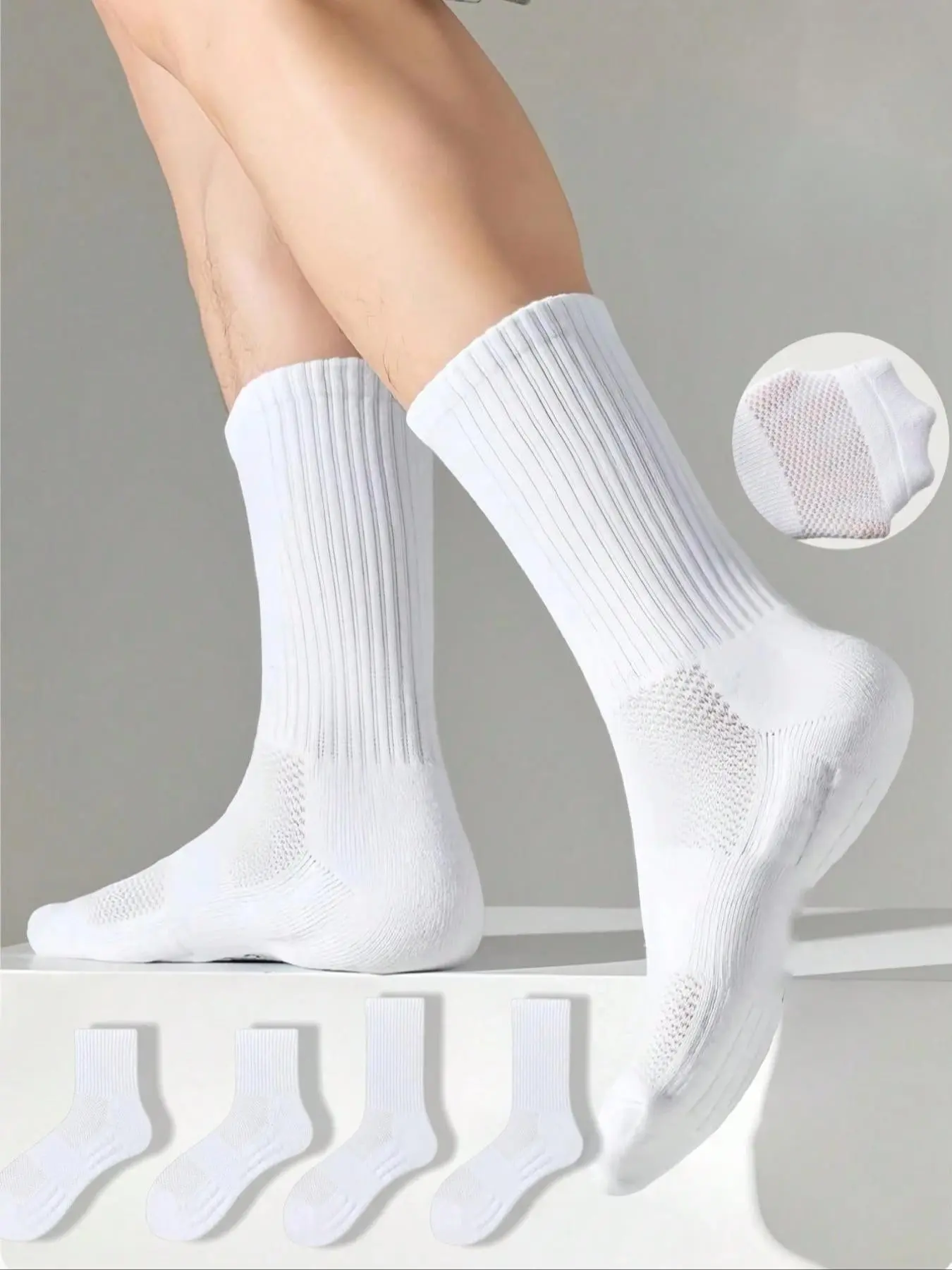 Men's Crew Socks, Unisex Casual Plain Design, Breathable Moisture-Wicking, Fall Basketball Running Socks, 10/20 Pairs Pack