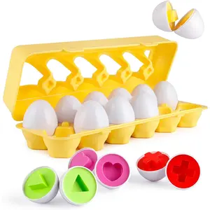 Matching Eggs 12 Count Set Color & Shape Recoginition Sorter Puzzle for Easter Travel Game Early Learning Educational Fine Motor Skill Montessori Gift