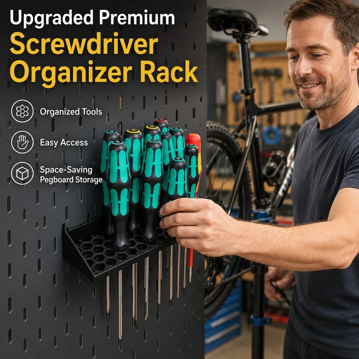 3D Printed Screwdriver Organizer, Wall-Mounted Tool Rack, Multi-Purpose Storage Shelf, Space-Saving, Perfect Gift for Dad, Mom, Wife, Girlfriend