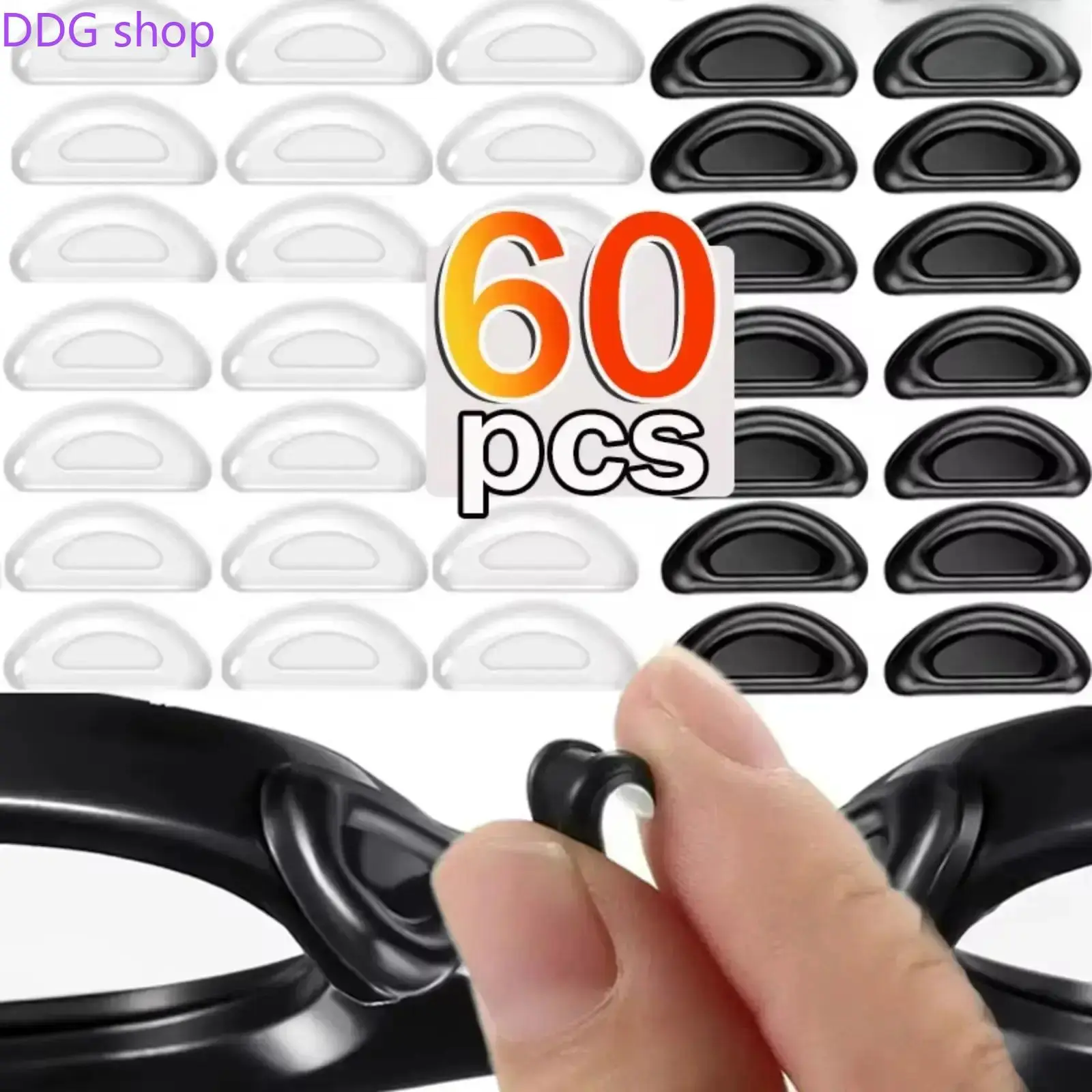 Eyewear Replacement Accessories 60Pcs Self Adhesive Silicone Nose Pads, Non Slip Soft Transparent Glasses Nose Cushions, Comfort Anti-Pressure Eyeglass Nosepads for Sunglasses Reading Glasses Daily Outdoor Summer Travel