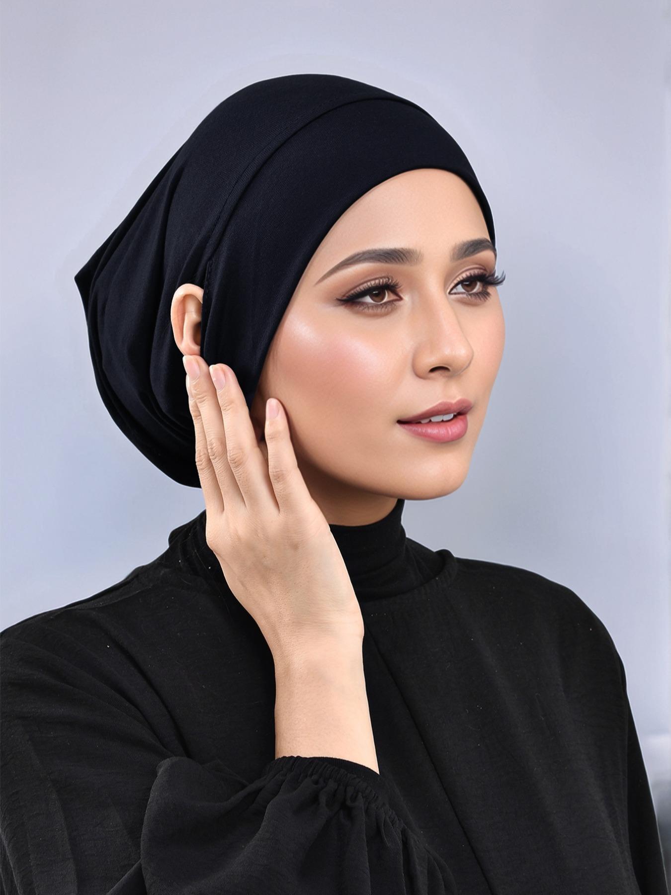 Women's Solid Color Earless Straight Hats, Comfortable Versatile Modal Breathable Modesty Hijab, Trendy Turban Suitable for All Seasons