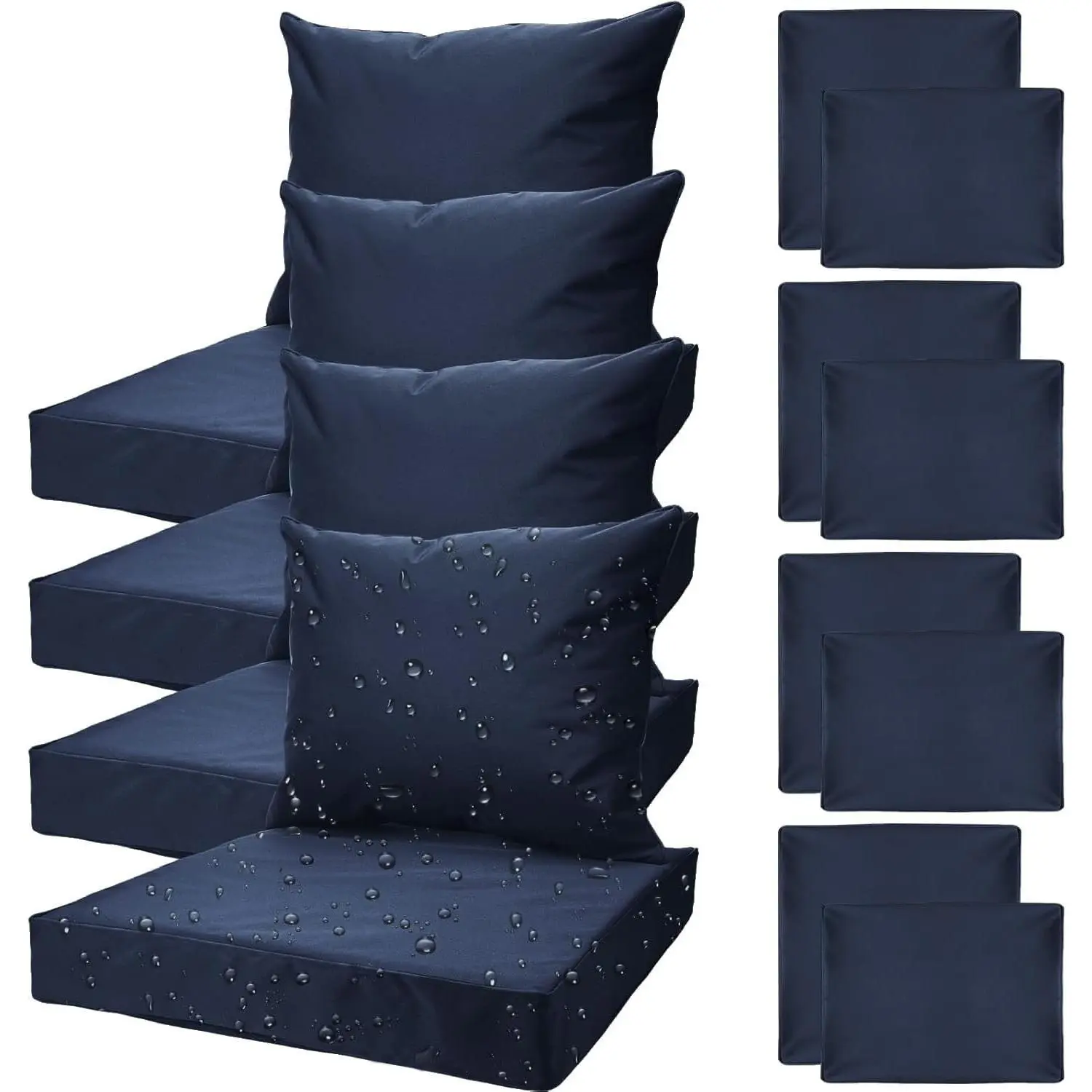 Patio Furniture Replacement Chair Cushion Covers Set of 4 for Waterproof Resistant Outdoor Deep Set Cushion Covers for Seat Yard Garden Deck，24 x 20 Inch, 24 x 24 x 4 Inch，Navy Blue