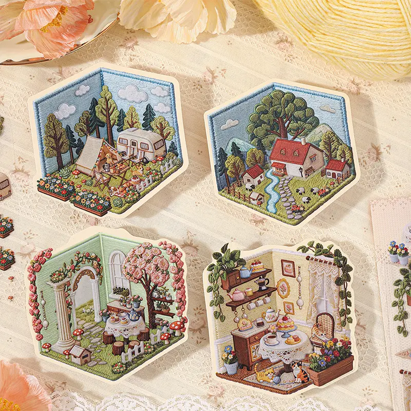 4-in-1 3D Scene Sticker Book Set - Lovely Look Layered DIY Kit for Aesthetic Journaling, Scrapbooking (Toys & Hobbies, DIY Scrapbooking & Stamping Supplies), Layered Kit