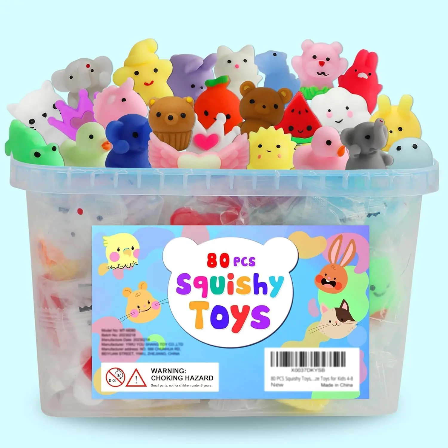 80Pcs Party Favors  Kids 4-8, Kawaii Squishies Mochi Squishy Toy Bulk Fidget Sensory Toys Birthday Gifts  Boys Girls, Easter Basket Stuffers Egg Fillers Treasure Box Classroom Prizes Goodie Bag New model