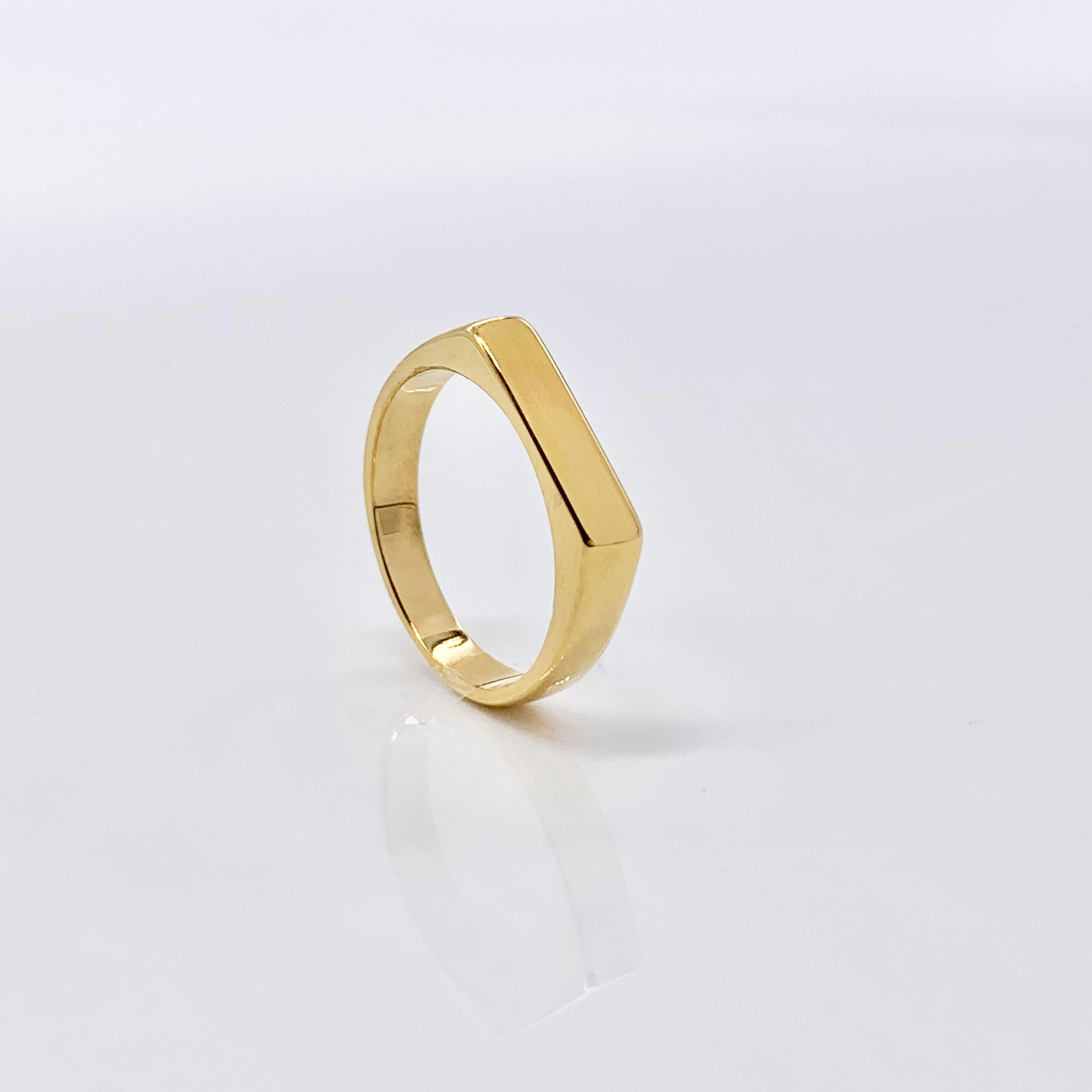 Rectangle signet ring, Silver Signet Ring, Gold Signet Ring, Geometric Minimalist Ring for men and women, Polished Mirror Finish pinky ring