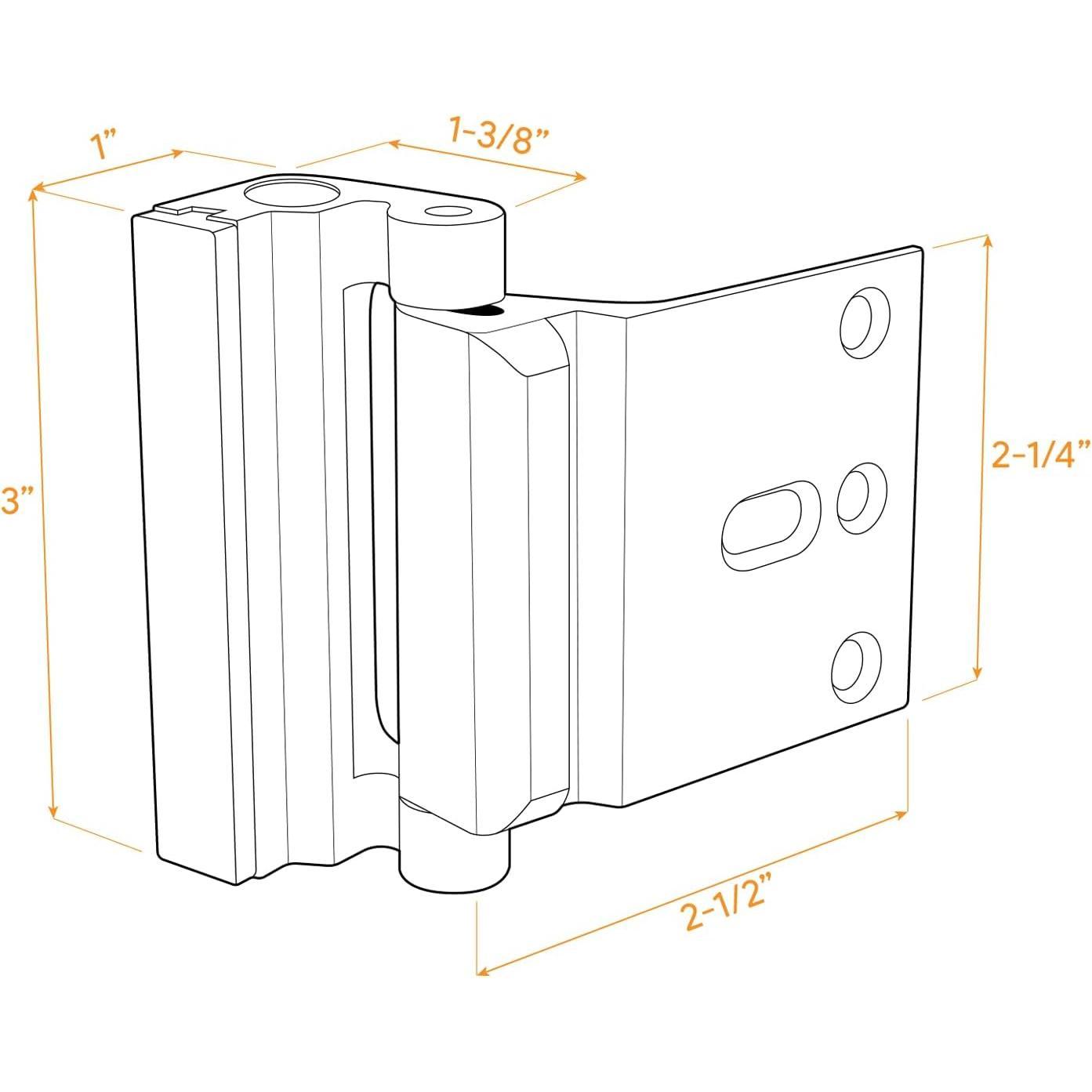 Door Reinforcement Lock,  Door Latch Harden Construction 3" Stop, Satin Nickel