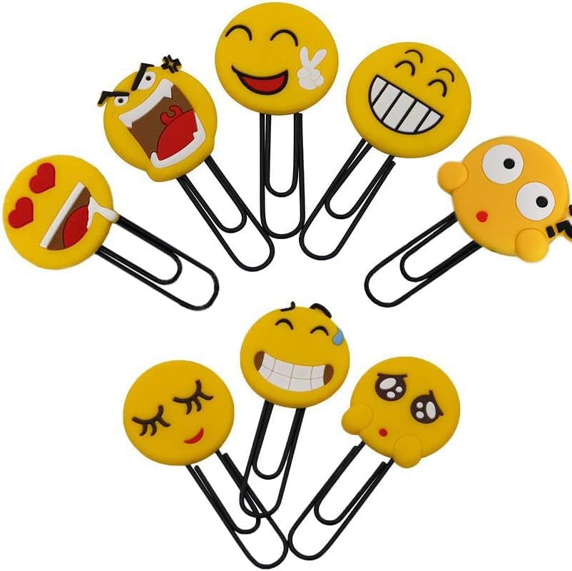 SICANDAENHK Super cute novelty emoji bookmarks every student loves!Fun creative paperclip style book markers with lovely funny emoticon designs, random 10 pieces set perfect for kids, girls and boys at school, great for reading notes, page marking