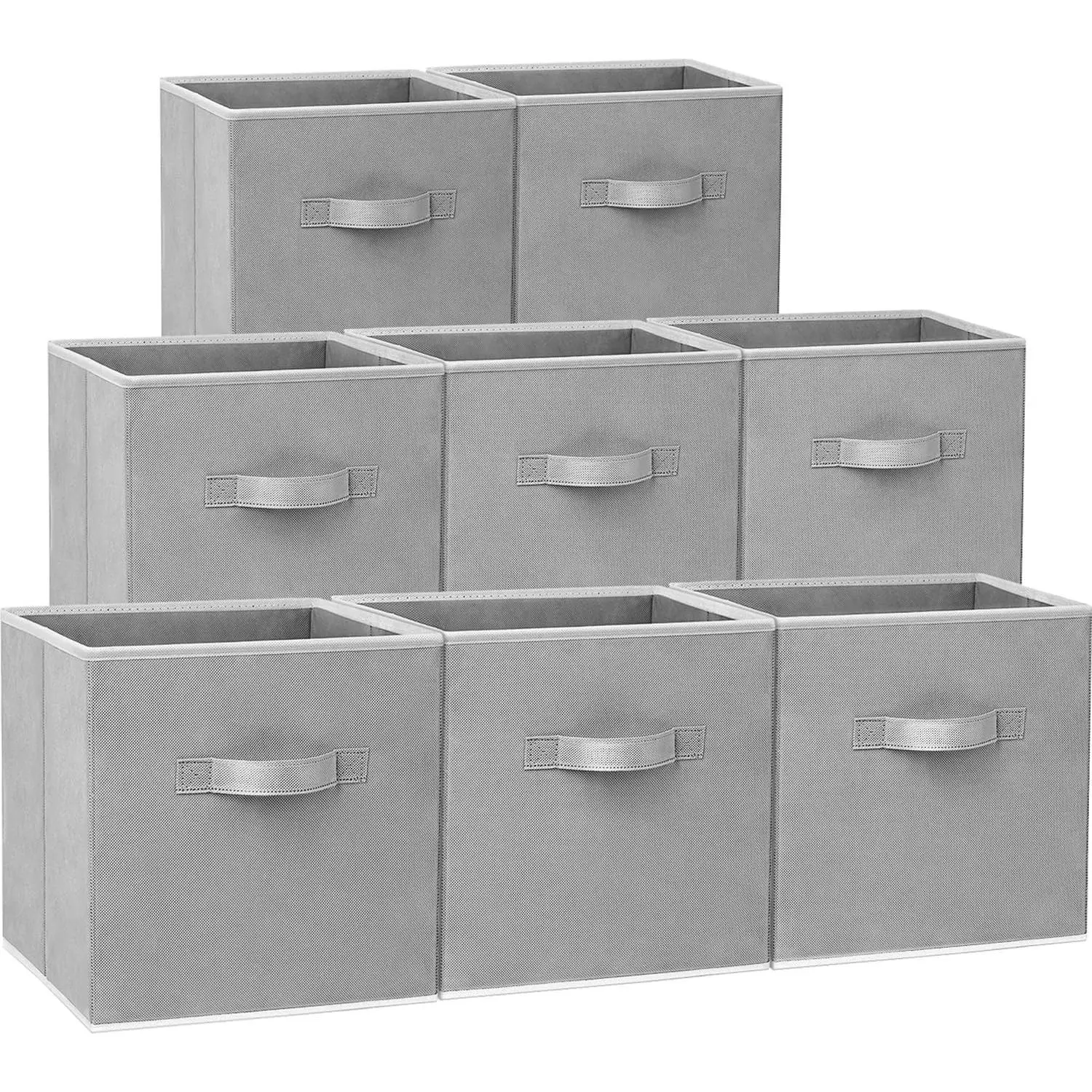 Storage Cubes - 11 Inch Heavy Duty Fabric Closet Bins for Shelves, Cube Organizer - 8 Pack Collapsible Decorative Storage Bins Baskets for Organizing Clothes Blankets Toys (Grey)