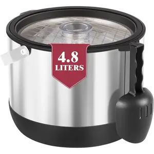 5QT/4.8L Insulated Ice Bucket for Parties, Large Capacity Double-Wall Beverage Bucket with Scoop & Lid for Champagne, Wine, Cocktail (Black)