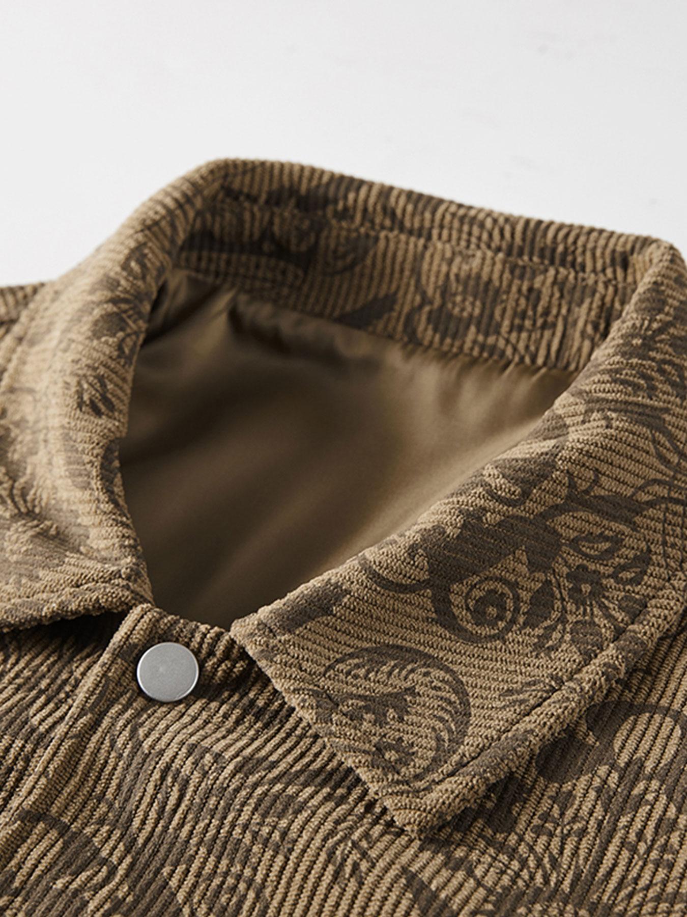 Men's Baroque Print Zip Up Jacket, Casual Fashionable Jacket, Regular Fit Casual Long Sleeve Collared Outerwear for Spring & Fall, Men's Sportswear for Outdoor Activities, Menswear