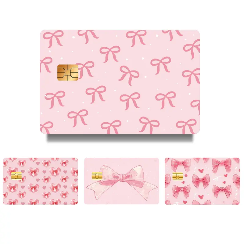 Bowknot Pattern Credit Card Skin Sticker, Ultra-thin Waterproof Scratch Resistant Card Art Stickers, DIY Decal Film, Personalized Bank Card Decorative Sticker, Customized Sticker, Adhesive Vinyl Decal, Waterproof Durable Sticker, PVC Waterproof Stickers
