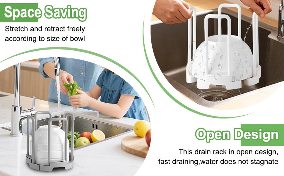 SITAKEYFMHK Transform messy kitchen shelves in minutes!2‑piece adjustable bowl and plate storage rack, durable dish drying organizer for countertops and cabinet use, fits various bowl and plate sizes perfectly, keeps tableware ventilated
