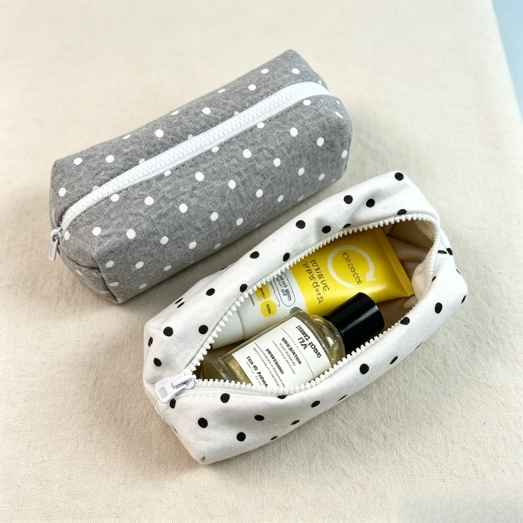Original Korean-Style Polka Dot Pencil Case, Suitable for All Four Seasons. A Large-Capacity, Minimalist Instagram-Style Portable Makeup Bag for Women. Compact Ladies' Cosmetic Pouch, Handheld Makeup Bag, Pencil Case. Ideal for Desktop Additions