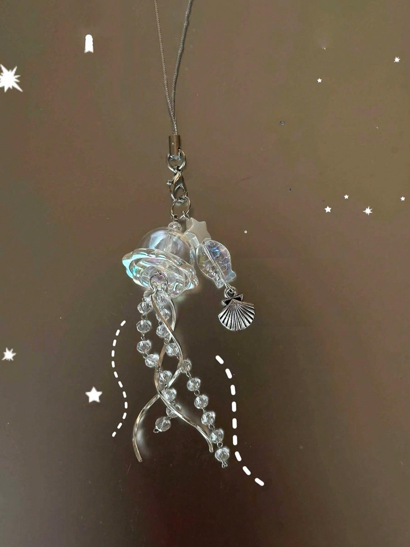 Jellyfish Design Keychain, Cute Clear Phone Chain, Stylish Keychain, Fashionable Keychain for Women & Men, Trendy All-match & Exquisite Keychain for Birthday Gift, Keychain Pendant