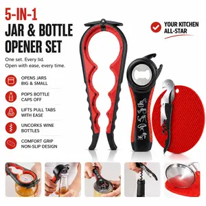 Multi-Functional Can Opener, Non-Slip Bottle Cap Opener Tool, Elderly Opening Kit, Easy Grip Handle, Ideal for Home Use