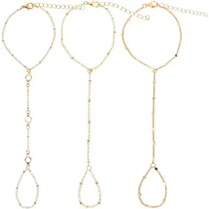 3 count  Hand Chain Bracelets for Women, Adjustable Dainty Ring Bracelet, Stackable Layered Bracelets,Non Tarnish Trendy