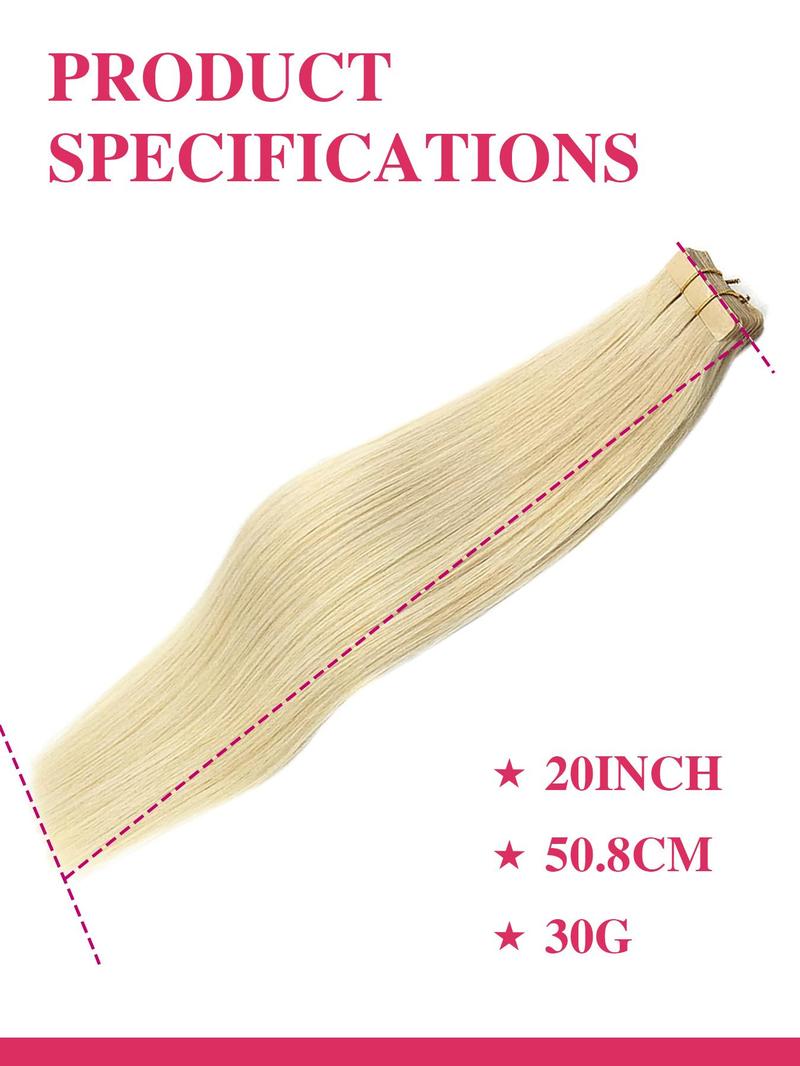 20 Inch Long Straight Glue Hair Extension, Invisible Seamless Straight Hair Extensions, Fusion Hair Extensions, Fashionable Natural Fluffy Synthetic Hairpiece for Women & Girls, Glossy Hair Bundles, Synthetic Soft Hairpieces