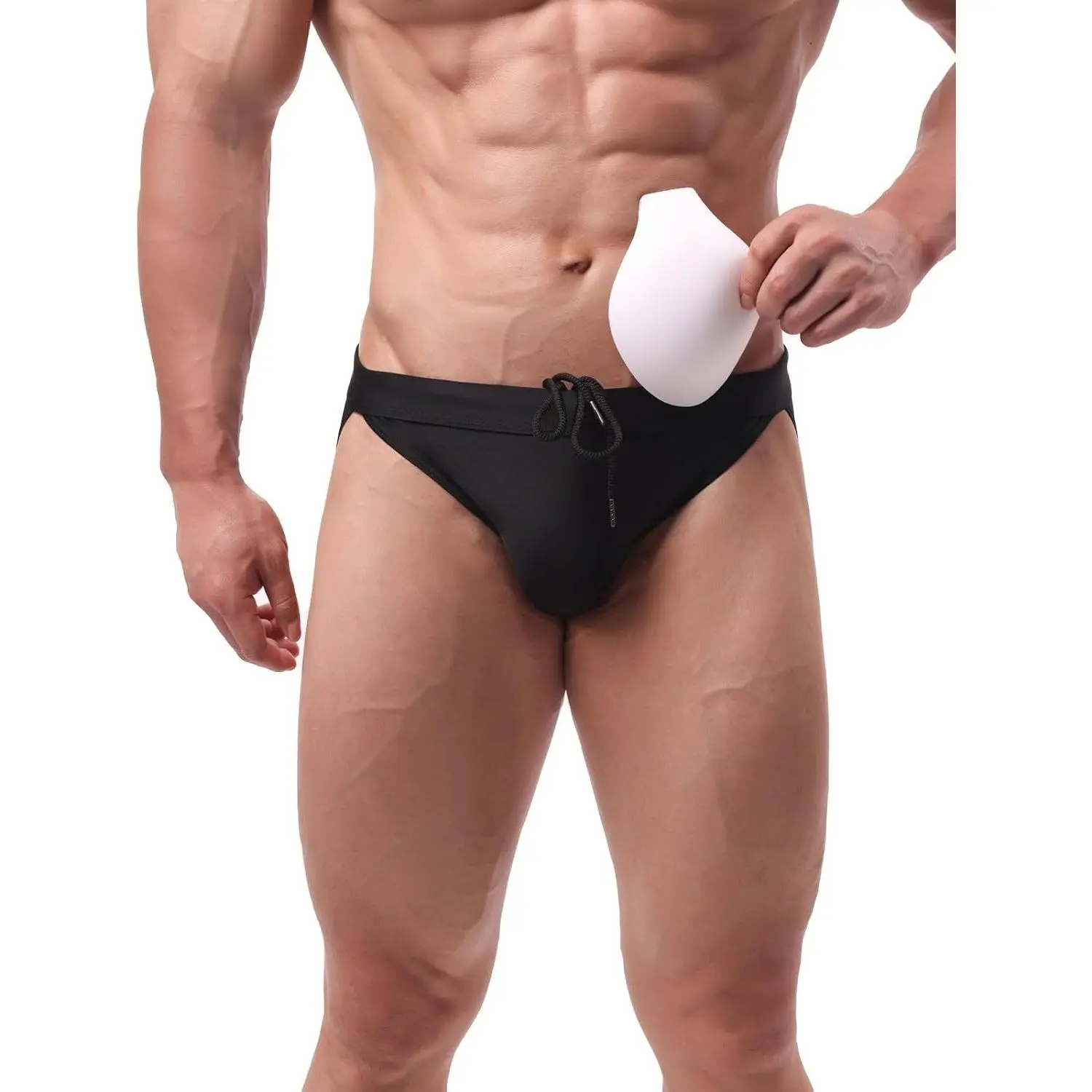 Men's Swim Briefs Solid Bikini Padded Swimsuit Beach Pool | Quick Dry Low Waist Swimwear with Adjustable Strings, Chlorine Resistant Fabric, for Hot Weather Beach Summer Vacation Party