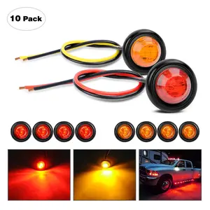 Nilight 3/4 inch Amber Red Round LED Marker Lights (10 Pcs)