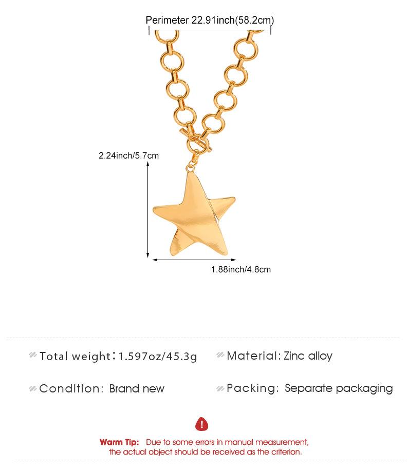 Geometric pentagram alloy pendant necklace - trendy, unique, and statement-making star clavicle chain