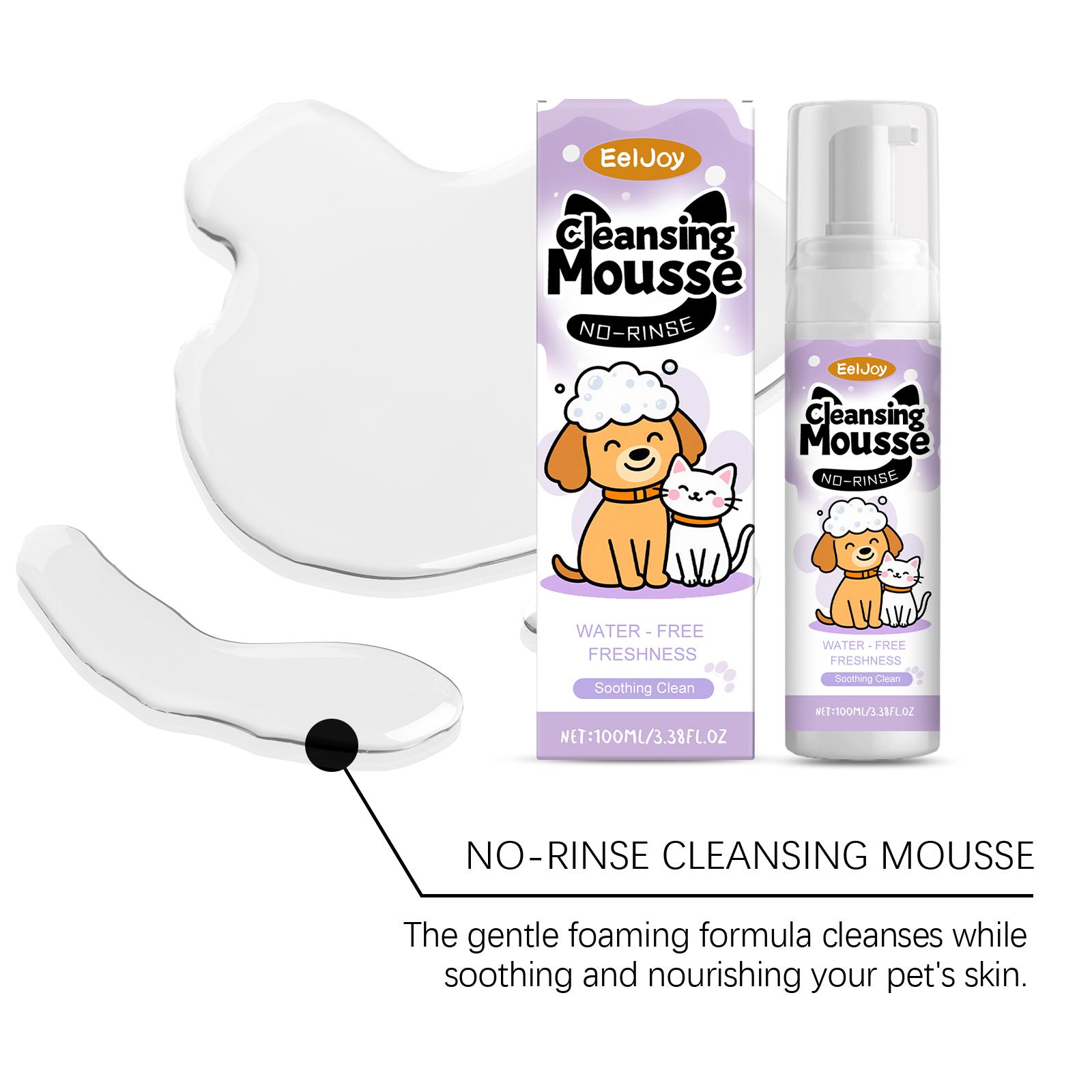 EelJoy Pet No-Rinse Facial Cleansing Mousse, Cat And Dog Body Hair Deodorizing, Clean And Convenient No-Rinse Foam Mousse