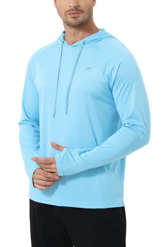 Kyn Apparel Summer Men's Long Sleeve UPF 50+ Hoodie Shirts, Rash Guard Quick Dry Lightweight T-shirt for Outdoor Jogger Sport Pullover