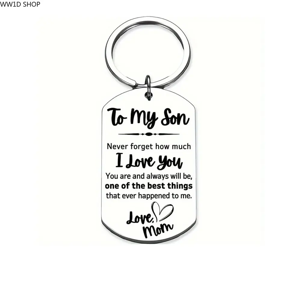 Personalized Engraved Keychain for Son - Customized Stainless Steel Oblong Nameplate Pendant, Secure Hold, Wear-Resistant, Resists Rust, Long-Lasting Love Gift for Birthdays, Graduations
