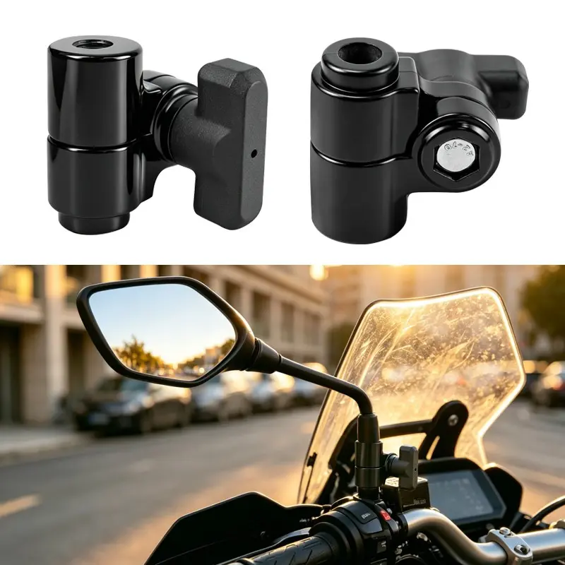 2pcs Motorcycle Automotive Rearview Mirror Riser Base, Foldable Rearview Mirror Mount, Height Adjustment Screw Accessories, Bike Modification Parts