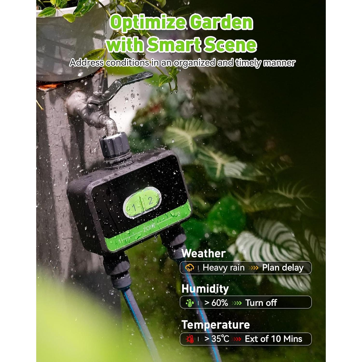 WiFi Water Timer for Garden Hose, 2-Zone Sprinkler Timer, WiFi Irrigation Controller, Automatic Watering System for Lawns and Yard WiFi Water Timer for Garden Hose, 2-Zone Sprinkler Timer, WiFi Irrigation Controller, Automatic Watering System for Lawns and Yard