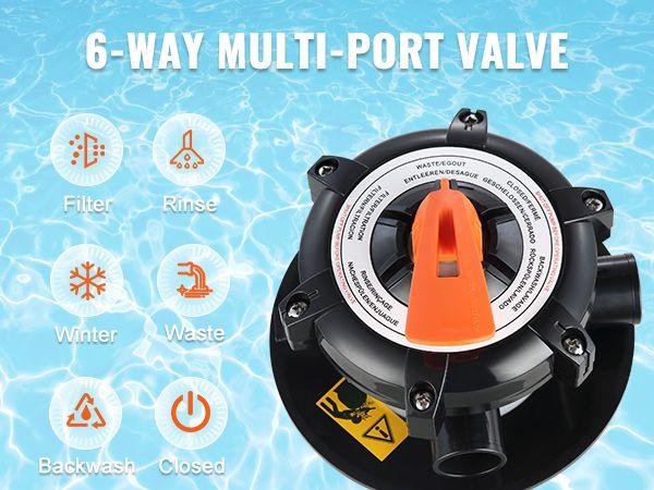 VEVOR Sand Pump for Above Ground Pools, 10-inch, 1585 GPH, 0.33 HP Swimming Pool Pumps System & Filters Combo Set with 5-Way Multi-Port Valve & Pressure Gauge, for Domestic and Commercial Pools