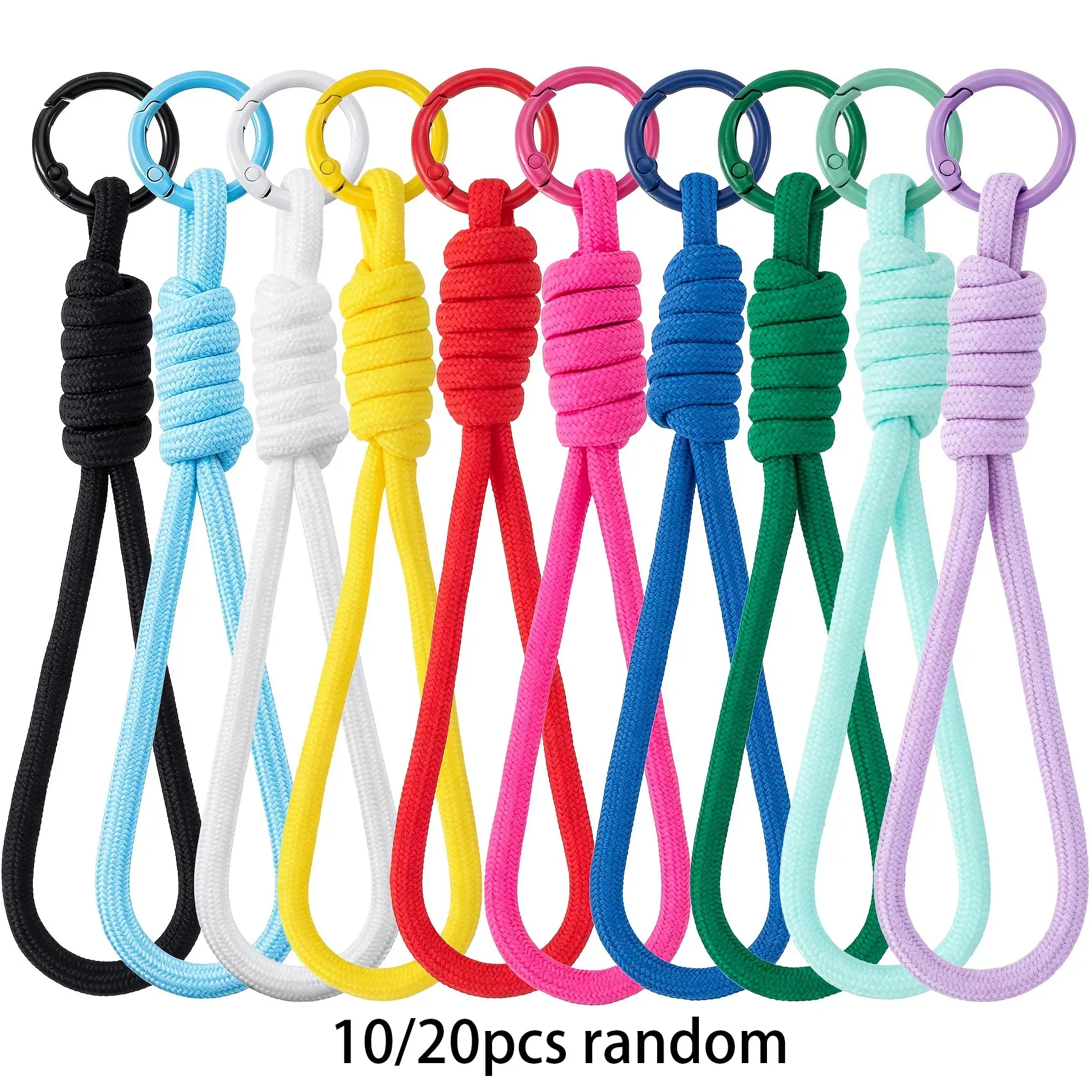 10/20pcs Paracord Rope Keychain with Color Spring Clasp, Short Strap for Key Phone Bag Charm
