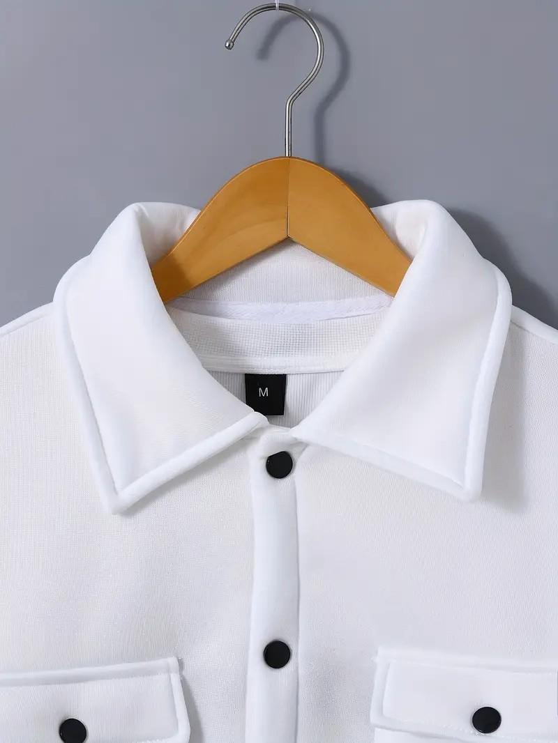 Men's two-piece set men's fashion solid color pocket open button lapel jacket and solid color set formal long sleeved