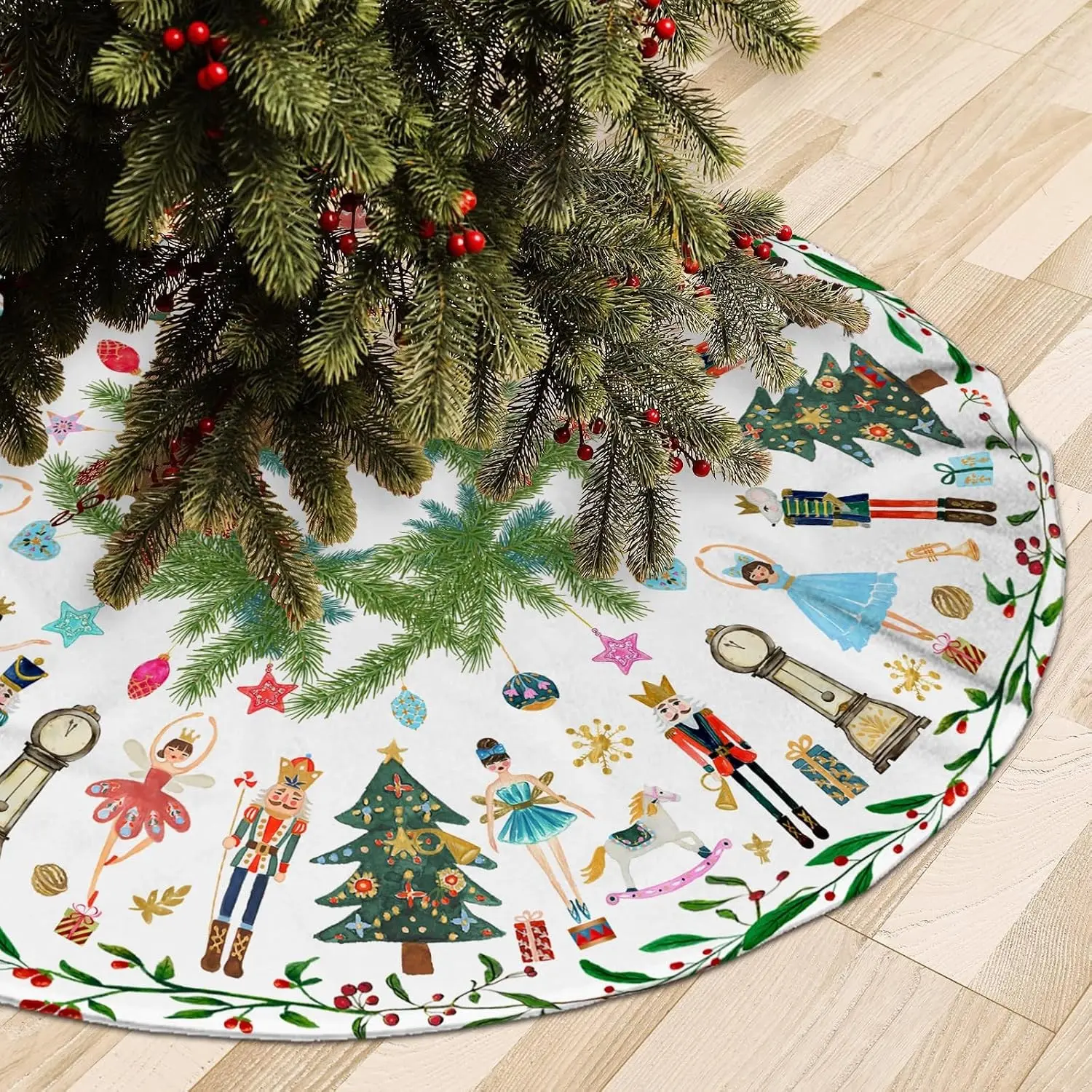 36 Inch White Christmas Tree Skirt Winter Holiday Tree Mat Decoration for Xmas Party Ornaments Holiday Decorative Accessory