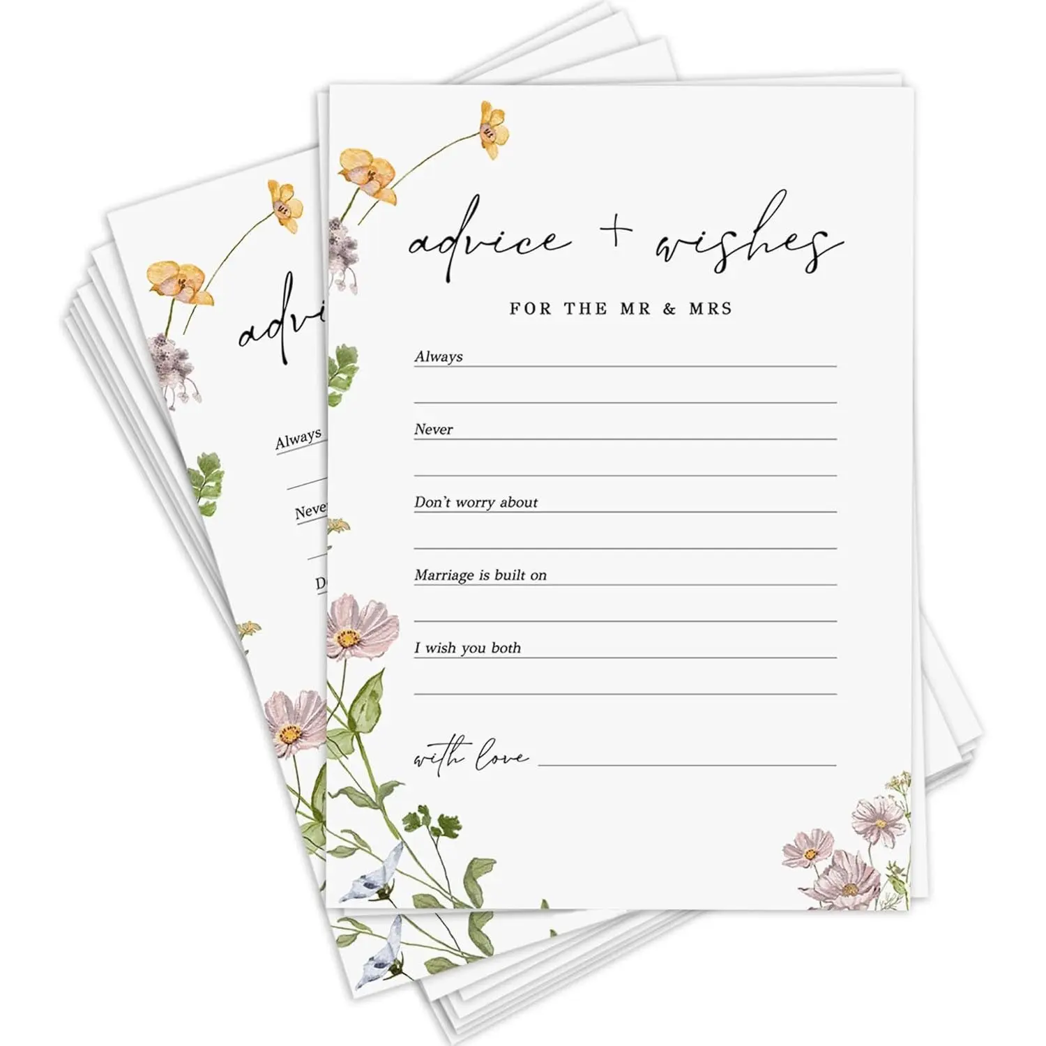 GardenCity Advice and Wishes for The Mr and Mrs, Bridal Shower Games for 10/20/50 Guests, Wildflower Themed