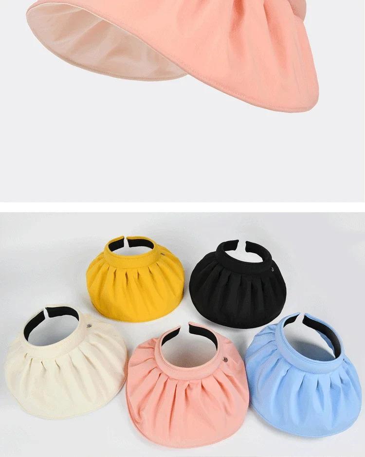 2025 Banana Shell Sun Visor Cap with Female  Protection in Summer Covering Face Beach Visor Riding Empty-top Bucket Hat