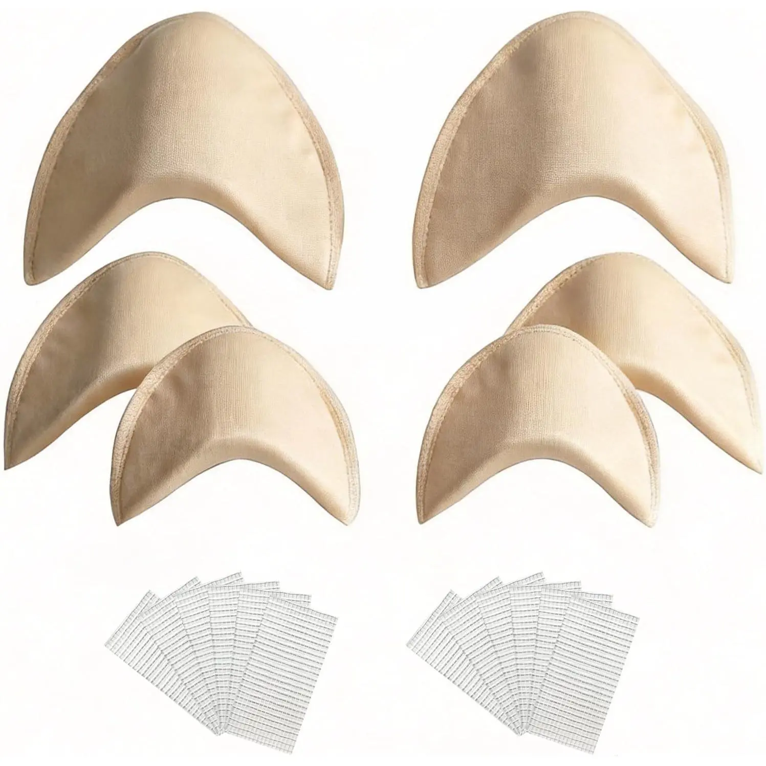 Women's Smooth Soft Foam No-Sew Removable Shoulder Pads - 3 Pairs (2 Small + 1 Large), Lightweight Fabric, Daily Use for Dresses, Blazers, Natural Look, Foam Fabric