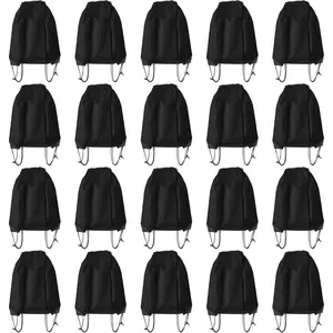 JohahaTim Drawstring Backpack Bulk 20 Pcs Draw String Bags DIY Gym Sports Traveling Yoga Cinch Bag Sackpack Drawstring (Black)