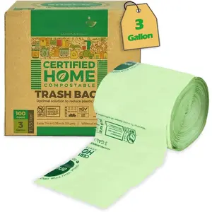 Compostable   Bags 3 Gallon, 100 Count, Extra Thick Compost Bags for Countertop Bin, Small Compost Bag,   Bags with TUV OK Compost  and BPI certified