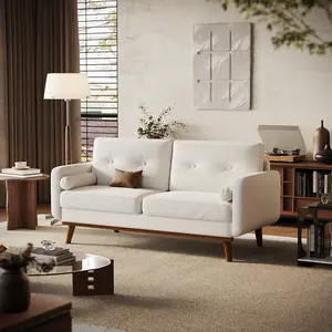 65" Modern Loveseat Sofa, 2 Seater Upholstered Sofa Couch With Wide Armrest, Deep Seat Sofa Couch for Living Room Office Bedroom Apartment