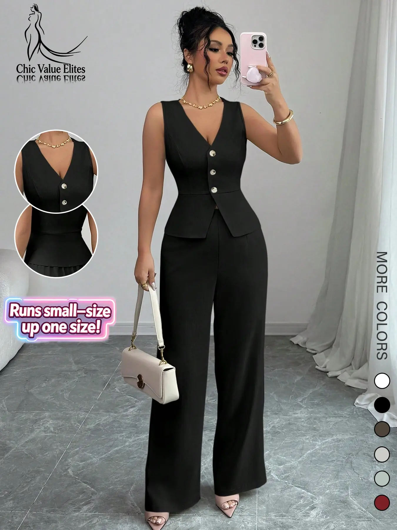 2026 Spring Summer European Style Chic Sleeveless Slim Fit Vest Two-Piece Set, Fashion Elegant Suit Vest and Pants, Casual Daily Wear Clothes