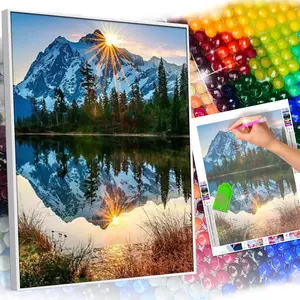 Sunrise Scenery Theme 5D DIY Full Round Drill Diamond Painting Kit for Adult Beginners - 30x40CM (12x16inch) Canvas, Easy Stress Relief Handmade Art, Living Room Wall Decor Holiday Gift, Frameless