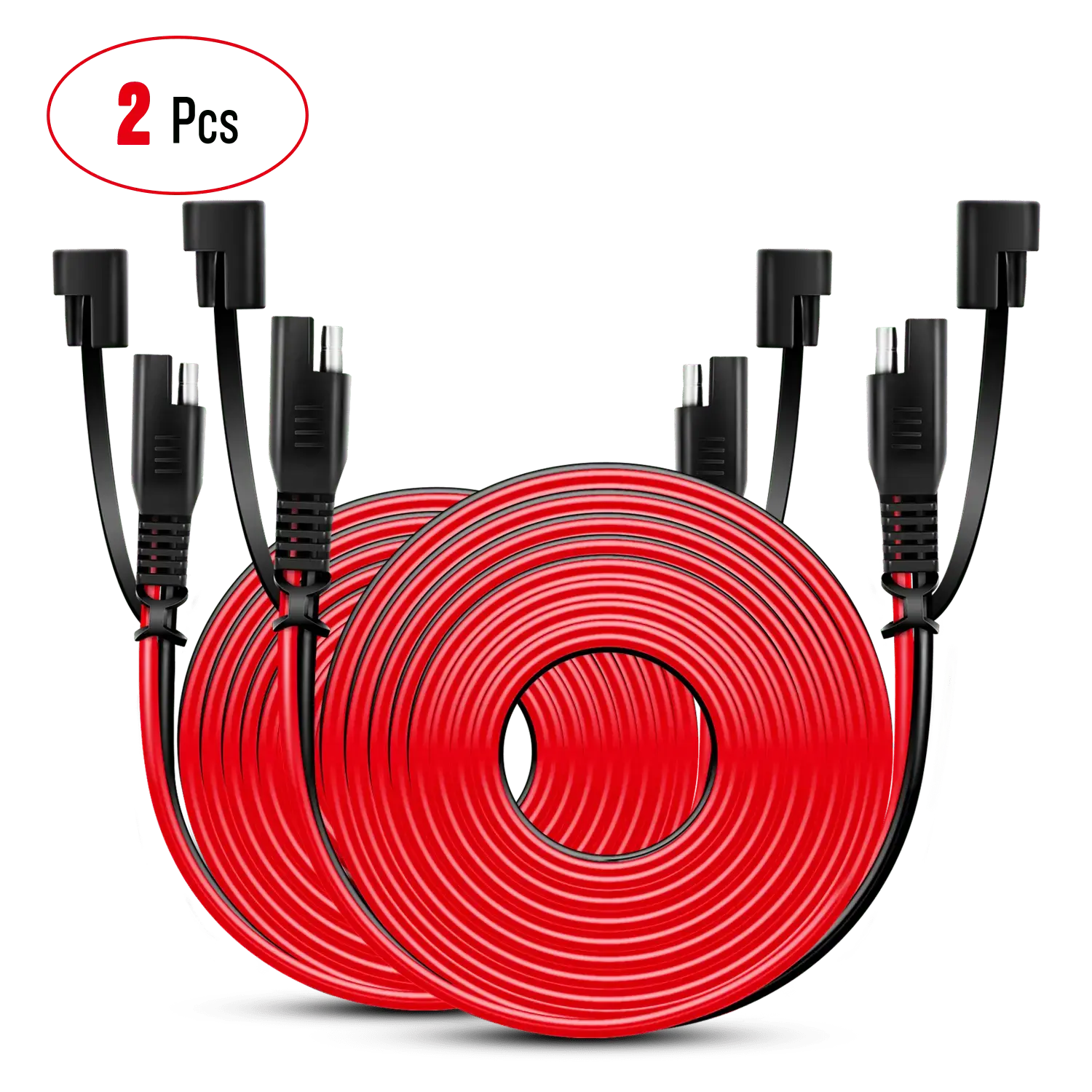 Nilight 2PCS 16AWG 12FT Extension Cable, 2-Pin 100% Copper Wire Harness with Dust Cap, High Current Conductivity, Quick Connect-Disconnect, Universal Connectors for Most Battery Chargers with SAE Port, Sae Extension Cable