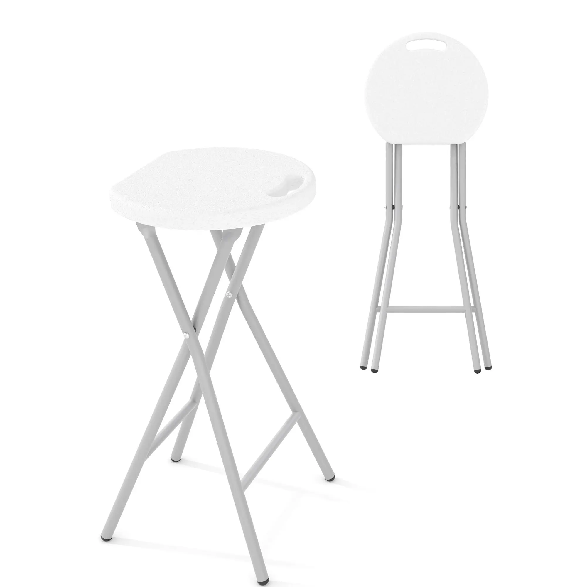 🔥1 Pack Tall Folding Stool with Handle & Safety Lock, Heavy Duty 500lbs Capacity, Space Saving Foldable Bar Stool for Indoor Outdoor Kitchen Living Room, No Assembly Needed
