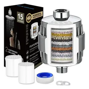 Multi-Function Shower Water Filter, 15-Stage Filtration System, Effective Chlorine Removal, Softens Water Quality, Bathroom Essential