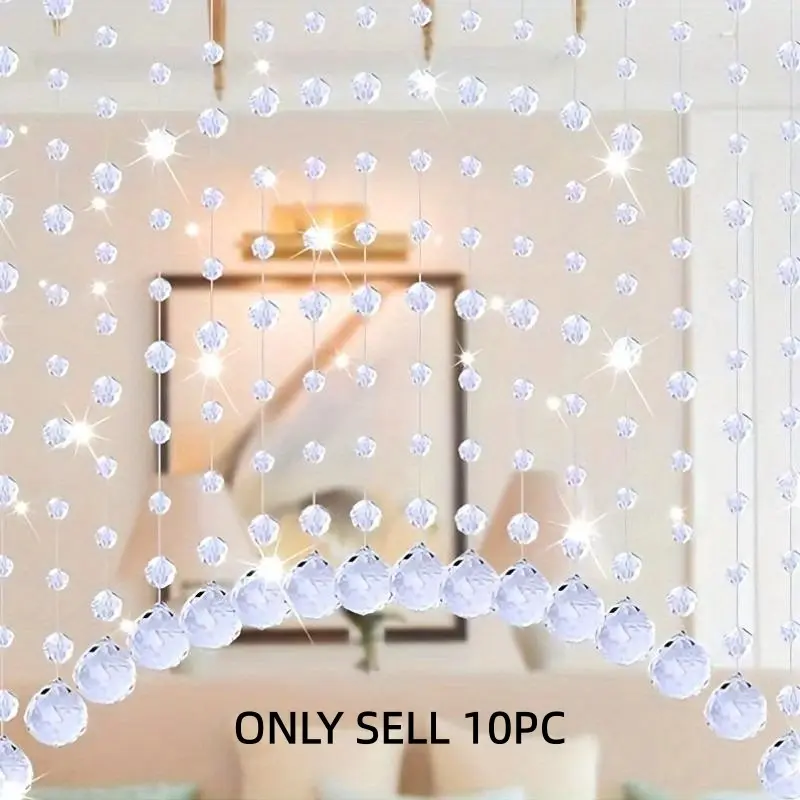 Acrylic Crystal Bead Garland - 10pcs Hanging Ornaments for Wedding Decor, Party Decoration, Home Decor Ornaments, Art Deco Style Stage Ceiling Drop