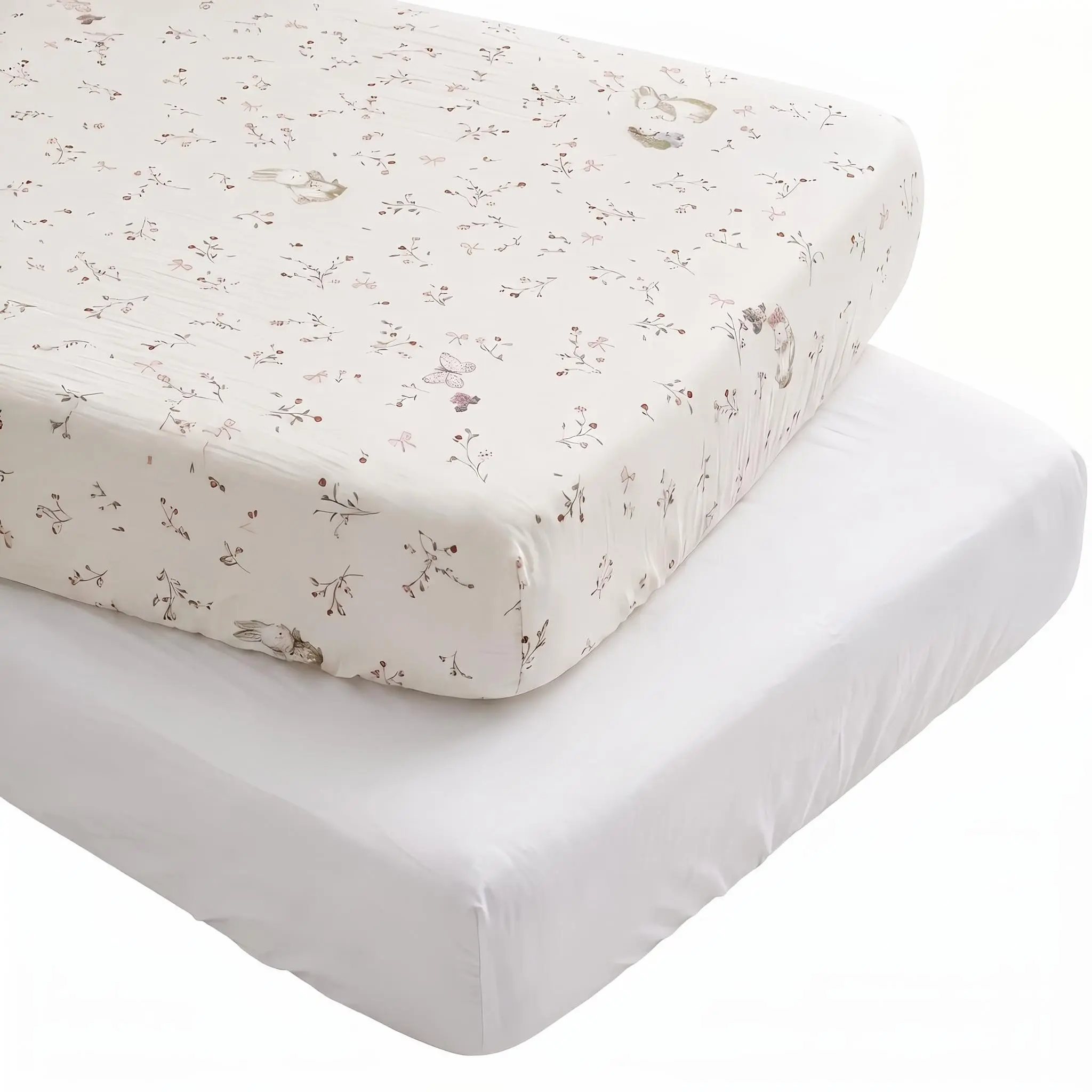 2‑Pack Cot Fitted Sheets, Simple Fun Series, Soft Bedding for Newborns, Must‑Have Baby Nursery Accessories