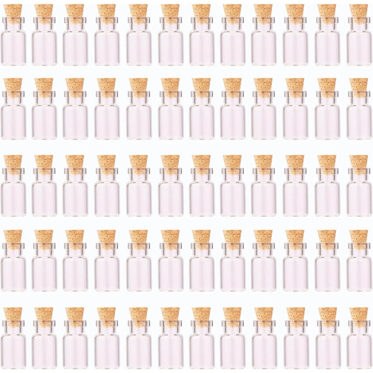 64 count 1ml  Vials with Cork Stoppers and Eye Screws,Mini Glass Bottles Small Jars for DIY Art Crafts Project  Pendant Party Favors